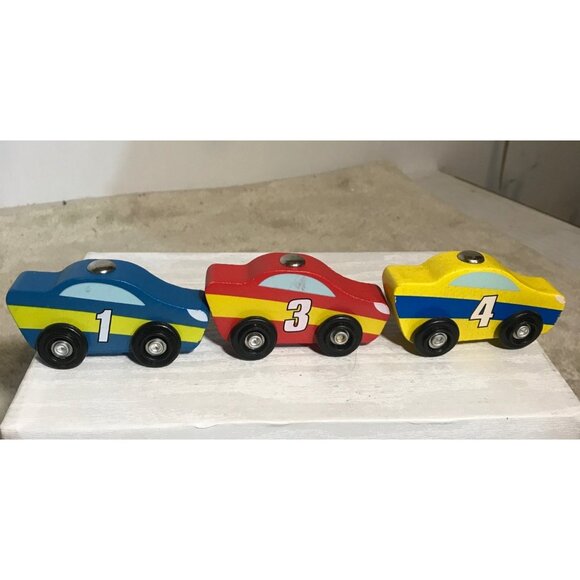 Melissa & Doug Wooden Magnetic Cars #1 #3 #4 Race Car Replacements - Picture 3 of 7